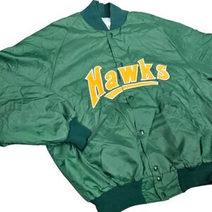 VTG Atlanta Hawks Delong RARE Green Bomber Jacket Mens XL NBA Vintage Basketball
